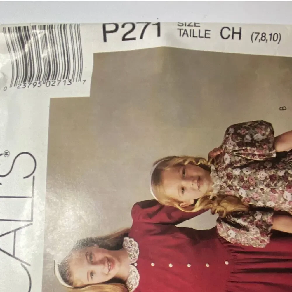 Vtg Dress Pattern Girls 7-10 McCalls P271 Uncut Modest Midi Cottage Prairie